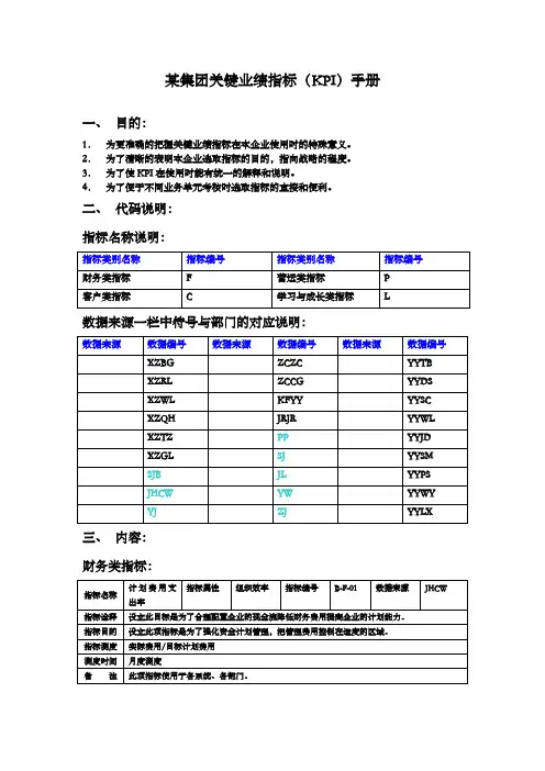 集团KPI指标手册