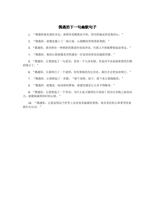 偶遇的下一句幽默句子