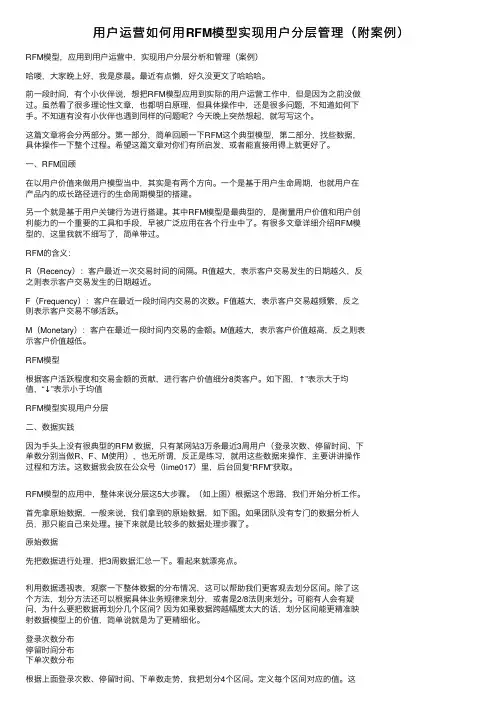 用户运营如何用RFM模型实现用户分层管理（附案例）
