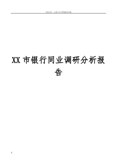 XX市同业银行调研报告