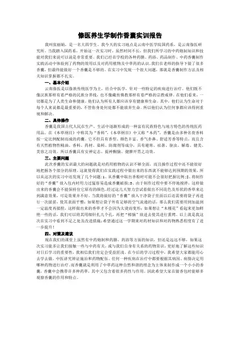 傣医养生学制作香囊实训报告