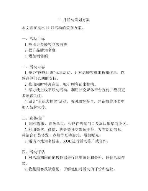 11月活动策划方案
