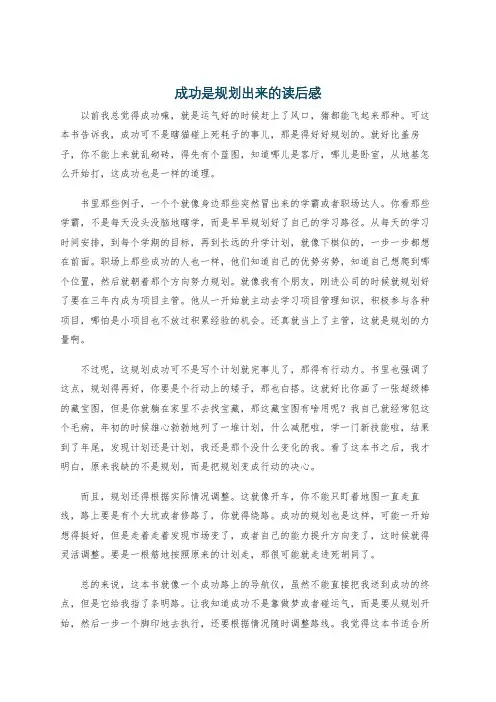 成功是规划出来的读后感