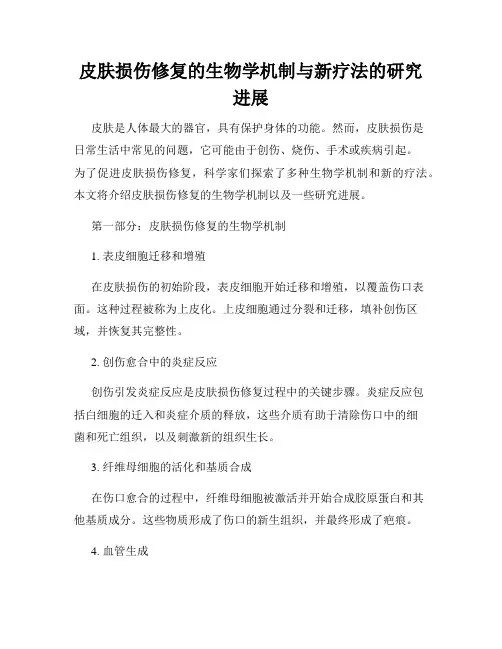 皮肤损伤修复的生物学机制与新疗法的研究进展