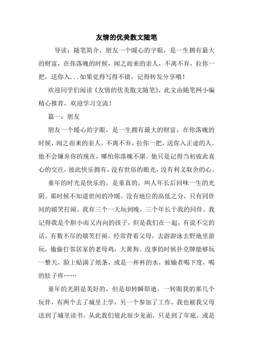 最新友情的优美散文随笔