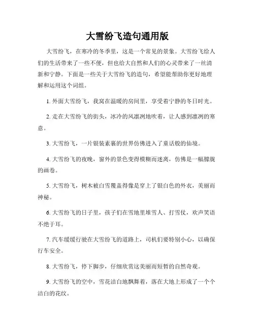 大雪纷飞造句通用版