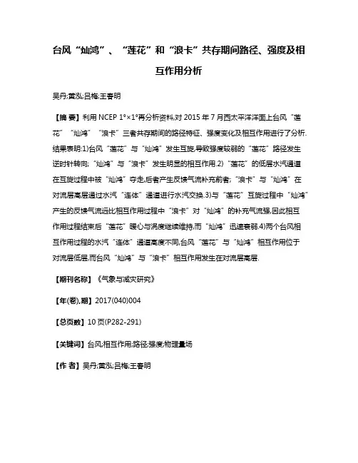 台风“灿鸿”、“莲花”和“浪卡”共存期间路径、强度及相互作用分析