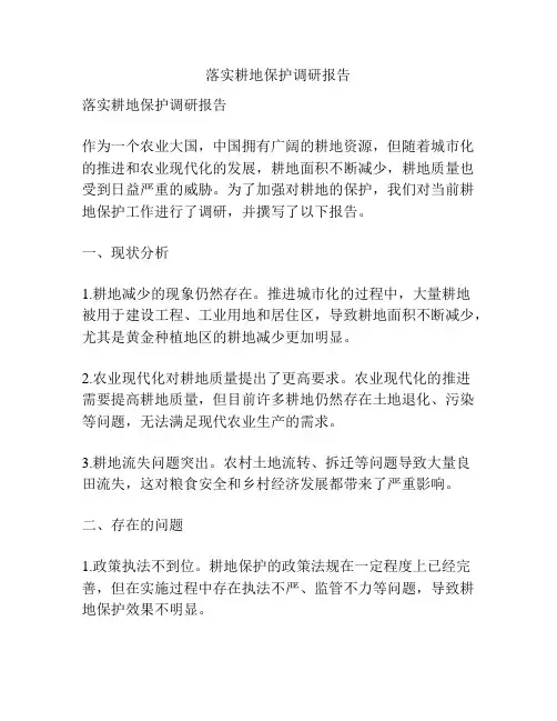 落实耕地保护调研报告