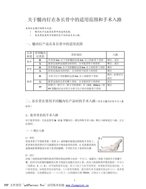 髓内钉适用范围和手术入路