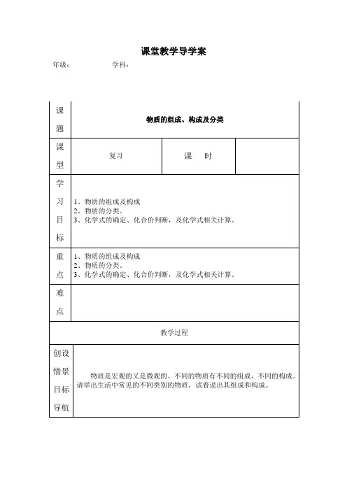 物质的组成构成及分类最佳导学案
