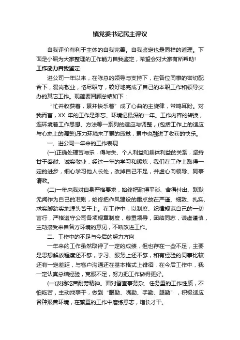 镇党委书记民主评议