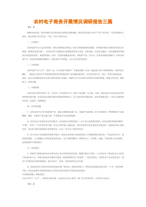 农村电子商务发展情况调研报告三篇