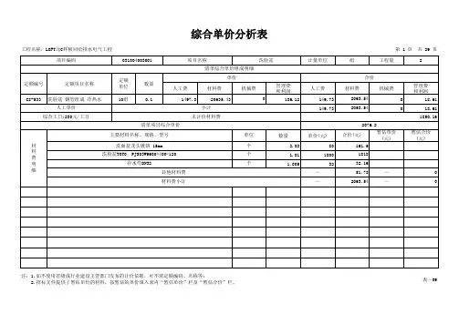 综合单价分析表