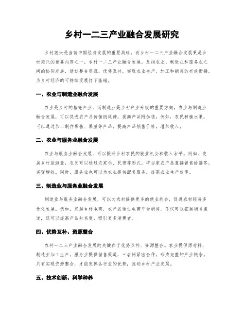 乡村一二三产业融合发展研究