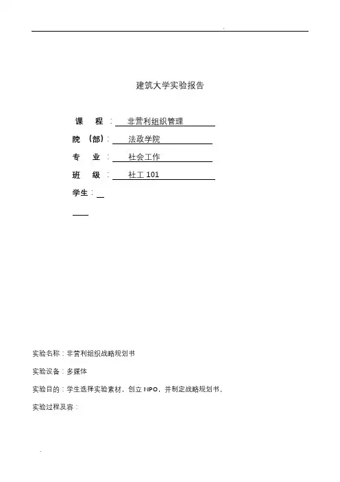 非营利组织管理战略规划书