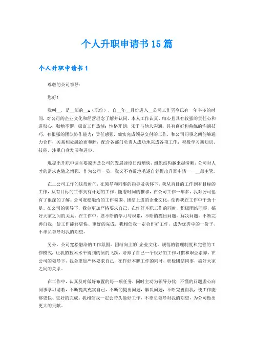 个人升职申请书15篇
