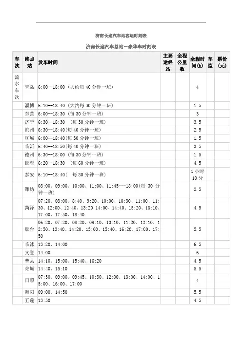 济南长途汽车站运时刻表