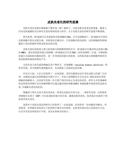 皮肤光老化的研究进展
