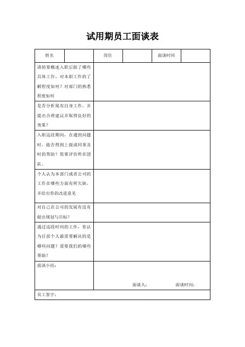 试用期人员面谈表