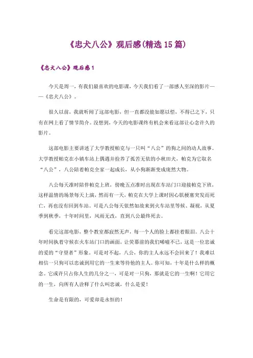 《忠犬八公》观后感(精选15篇)