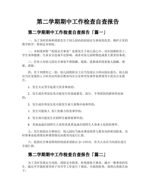 第二学期期中工作检查自查报告