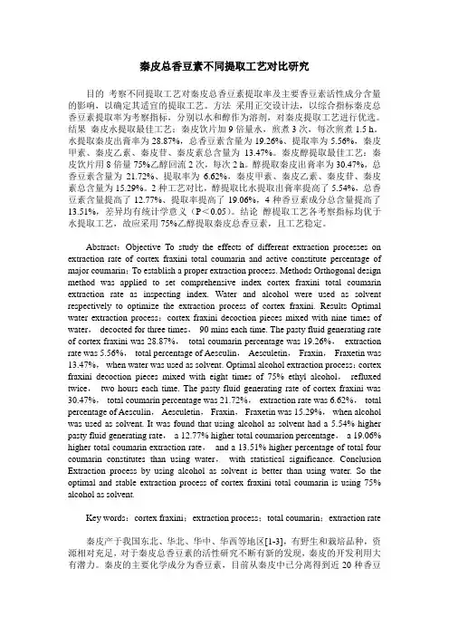 秦皮总香豆素不同提取工艺对比研究