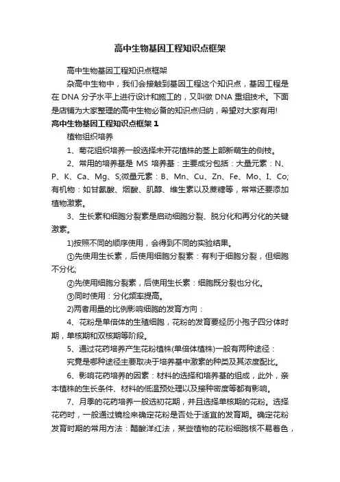 高中生物基因工程知识点框架