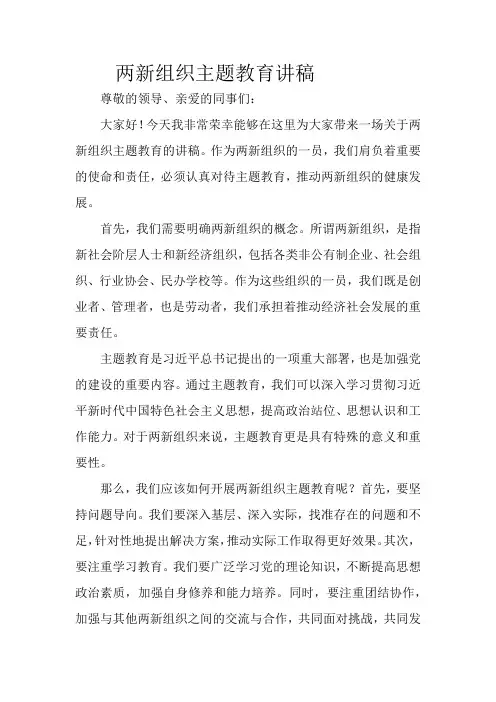 两新组织主题教育讲稿