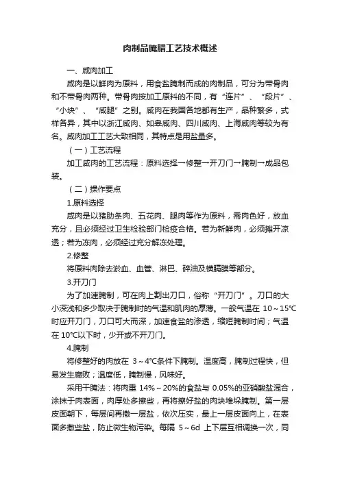 肉制品腌腊工艺技术概述