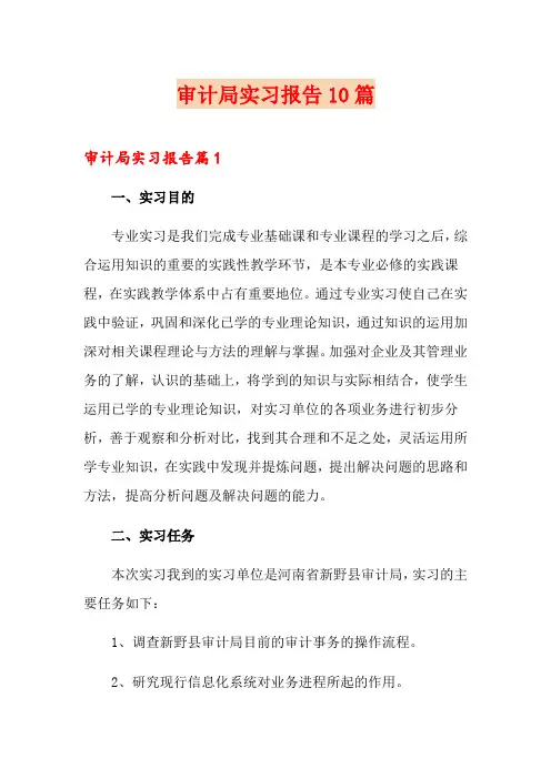 审计局实习报告10篇
