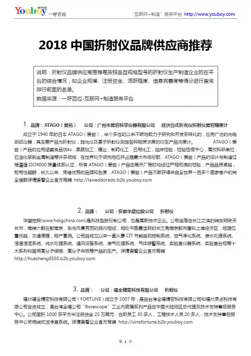 2018中国折射仪品牌供应商推荐