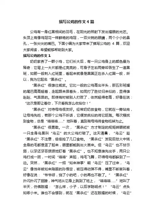描写公鸡的作文4篇