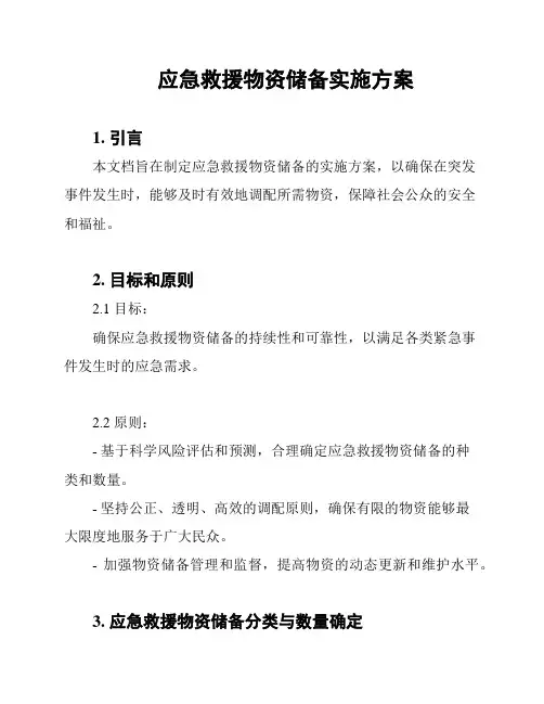 应急救援物资储备实施方案