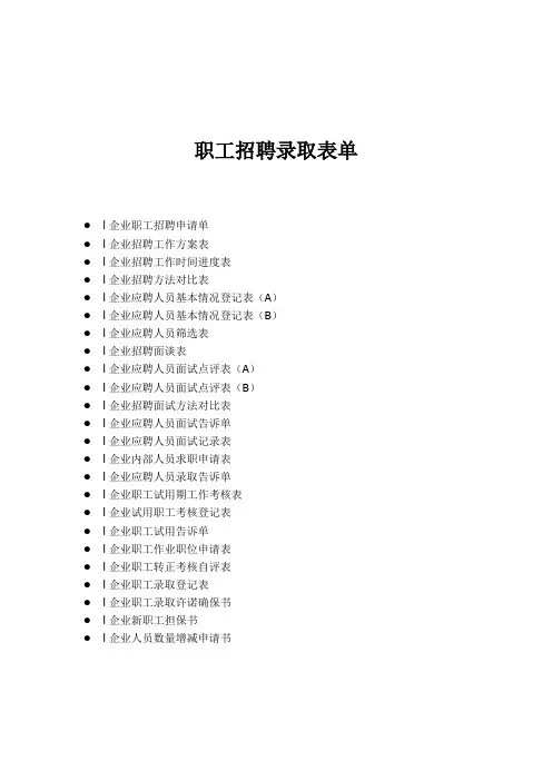 员工招聘录用表单全整理
