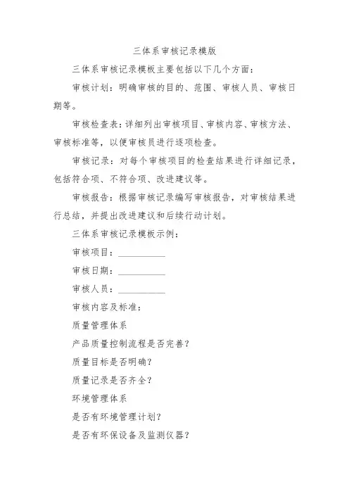 三体系审核记录模版