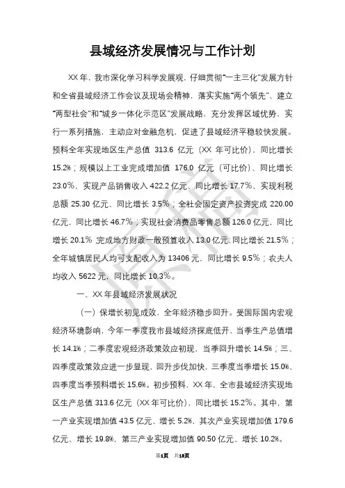 县域经济发展情况与工作计划