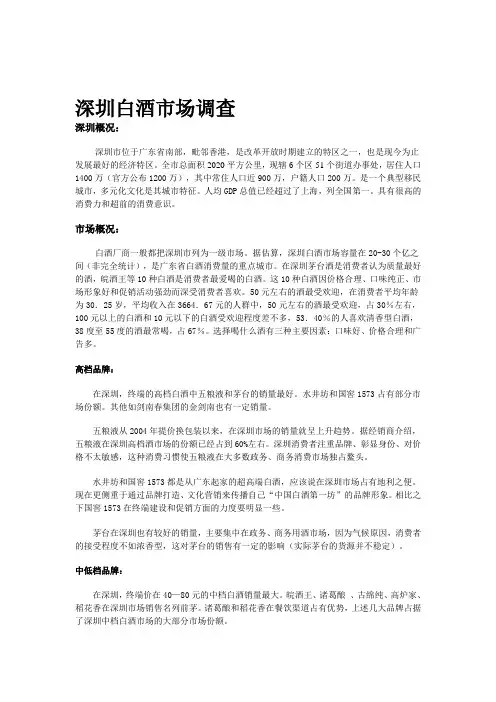 深圳白酒市场调查