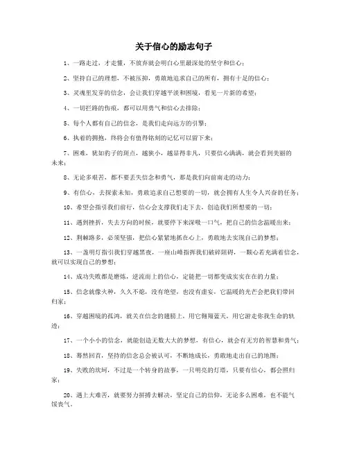 关于信心的励志句子