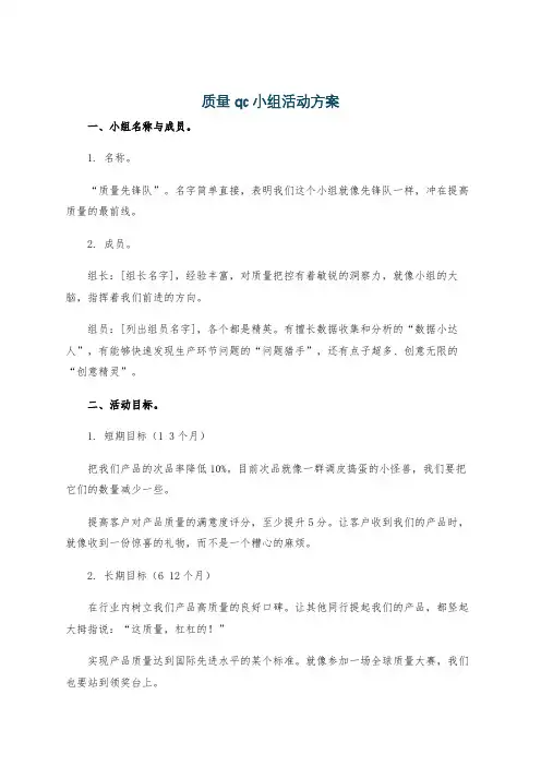 质量qc小组活动方案