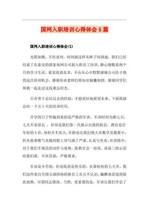国网入职培训心得体会5篇