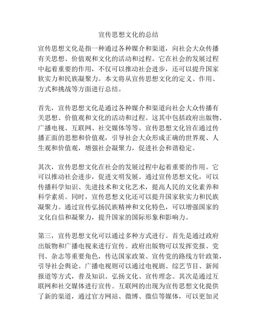 宣传思想文化的总结