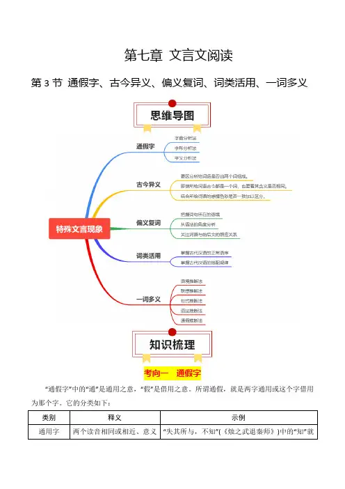 通假字、古今异义、偏义复词、词类活用、一词多义2024年高考语文一轮复习知识清单(解析版)
