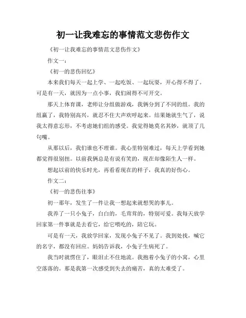 初一让我难忘的事情范文悲伤作文