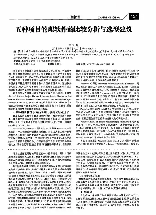 五种项目管理软件的比较分析与选型建议