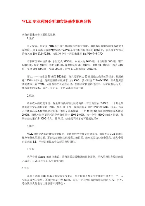 魔兽世界巫妖王之怒专业利润分析和市场基本原理分析