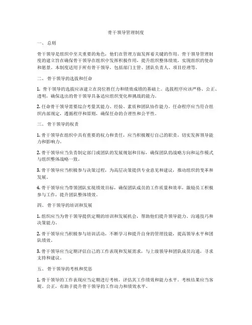 骨干领导管理制度