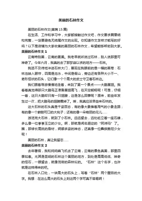 美丽的石林作文