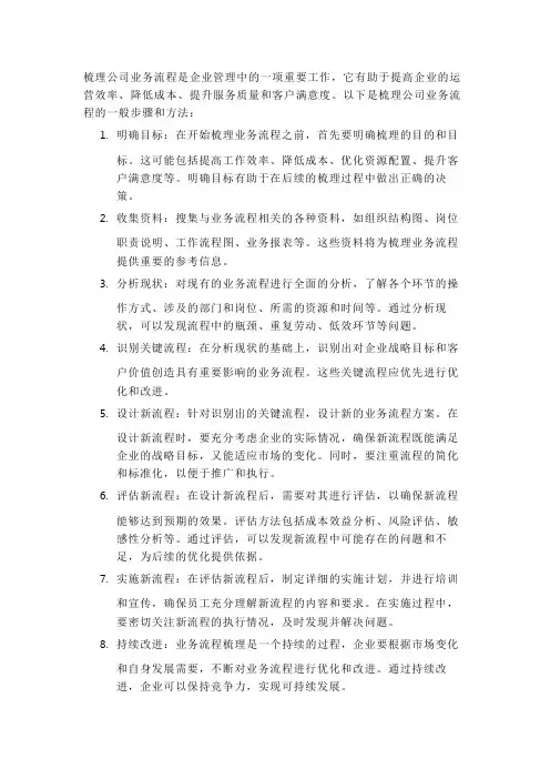 梳理公司业务流程