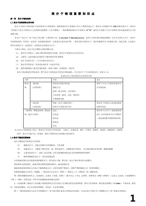 高分子物理重要知识点