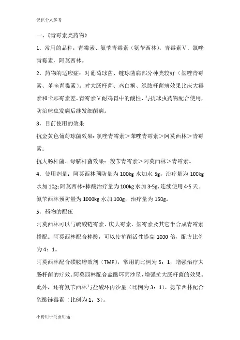 猪场常用十大类药物用药介绍